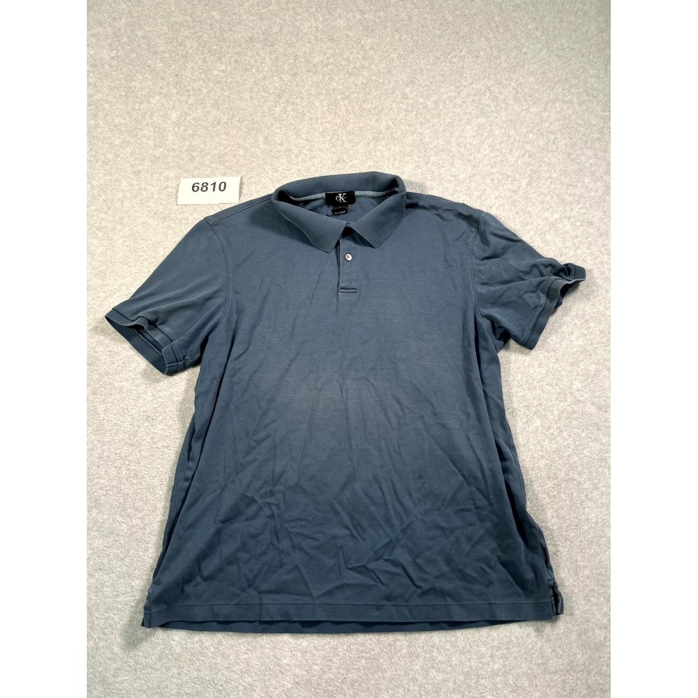 Calvin Klein Performance Polo Shirt Mens Large Gray Cotton‎ Slit Golf Tennis
